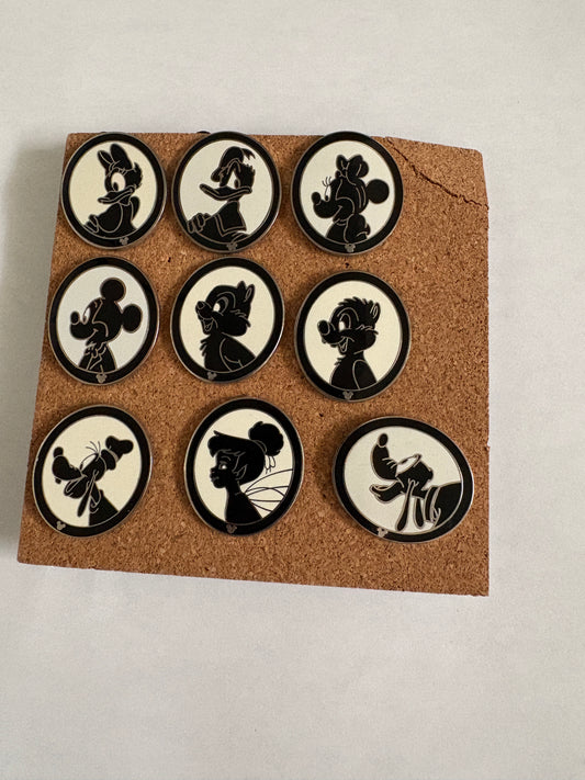 Character Silhouette Hidden Mickey - Mickey Minnie Donald Daisy Chip Dale Goofy Pluto Tinkerbell