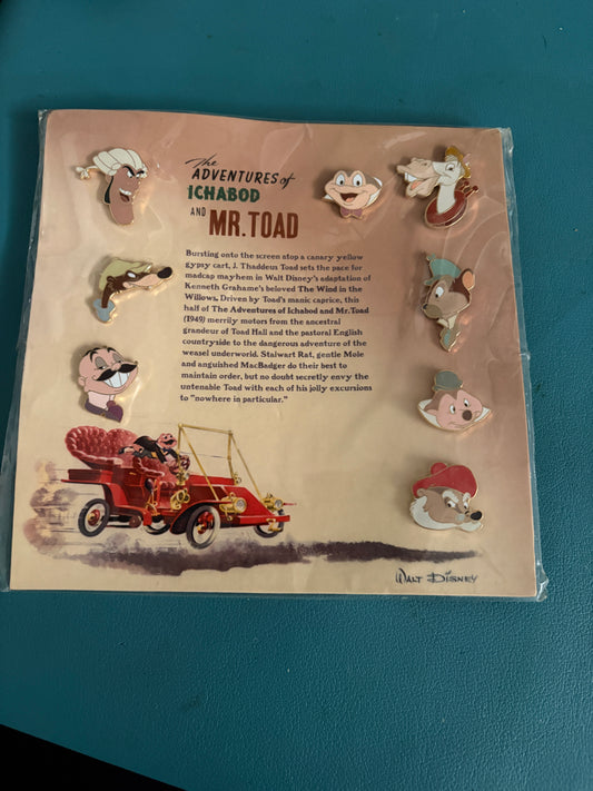 Adventures of Ichabod & Mr Toad Pin Card Set Character Heads