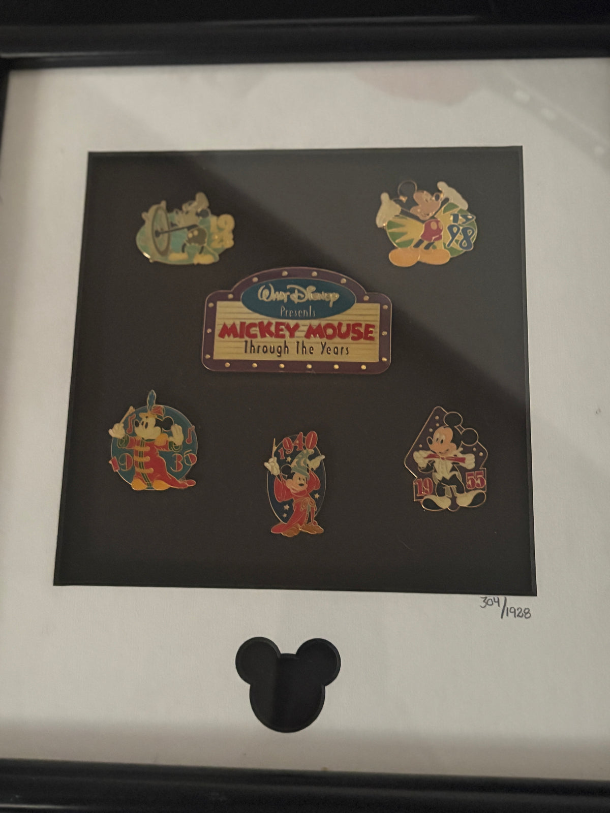 Mickey Through the Years 1928-1998 Framed Pin Set